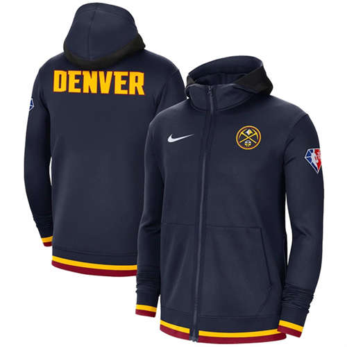 Denver Nuggets Navy 75th Anniversary Performance Showtime Full-Zip Hoodie Jacket